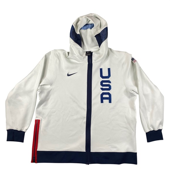 Nike Team USA Therma Flex Showtime Hoodie Men's 2XL White Full Zip Basketball